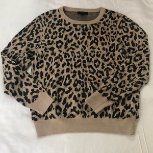 J Crew Cropped leopard print wool sweater